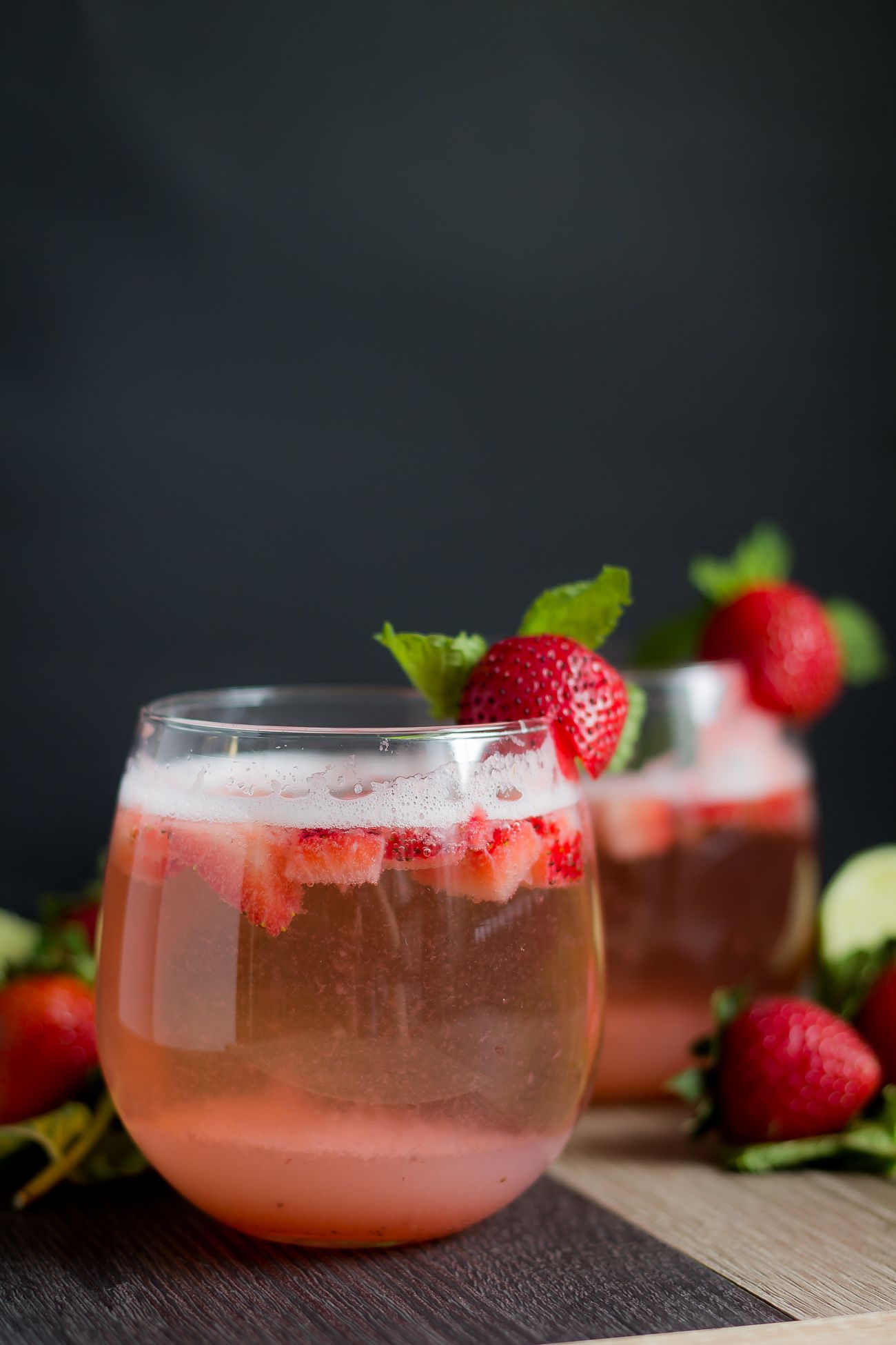 Strawberry mint fizz cocktail